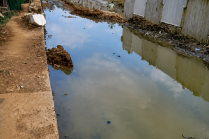 Contaminated water in excavation pit